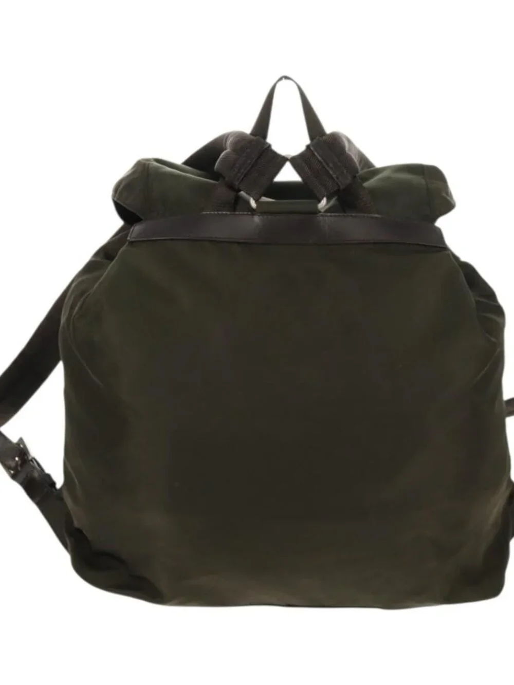PRADA Backpack Nylon Khaki Silver Auth 157774